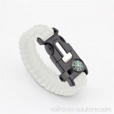 Paracord Survival Bracelet Compass/Flint/Fire Starter/Whistle Camping Gear/Kit (White)